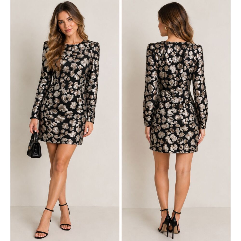 H&M Black & Silver Sequin Velvet Dress XL | Old Money Glam Preppy Party NYE